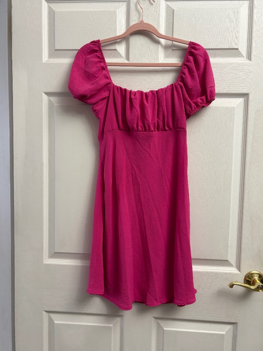 Altar'd State Women's Pink Flowy Puff Sleeve Pink Mini Dress